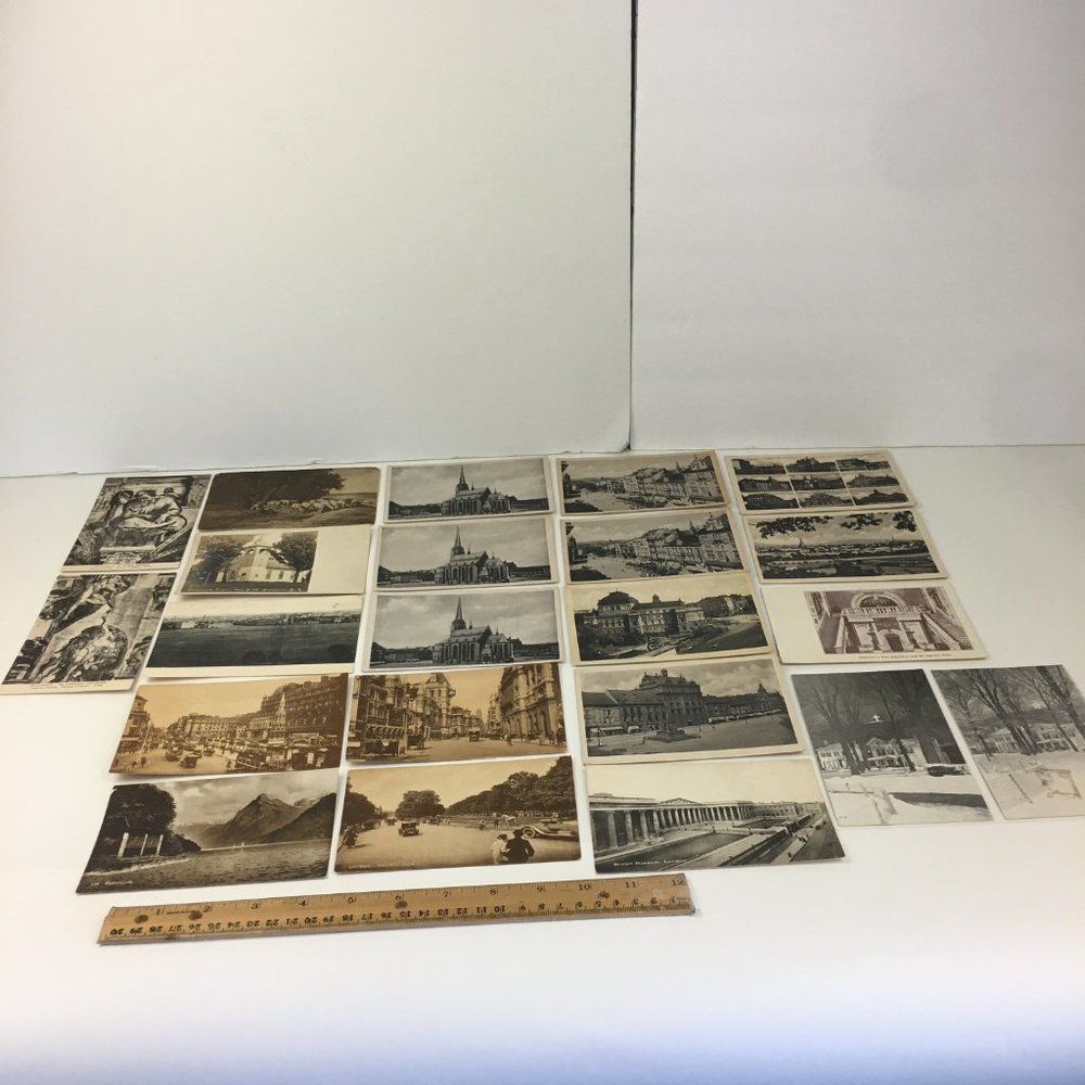 22‎ Vintage Random Black and White Sepia Postcards Unused Upcycle Scrapbook READ